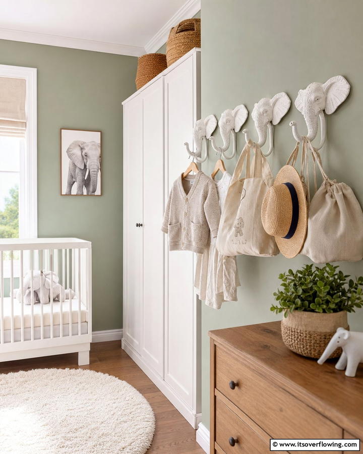 Elephant Themed Wall Hooks - 20 Elephant Nursery Ideas for a Whimsical Space