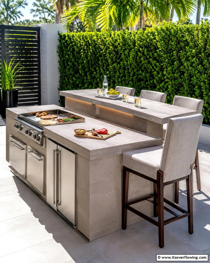 Elevated Bar Seating Island - 25 Outdoor Kitchen Island Ideas for Entertaining