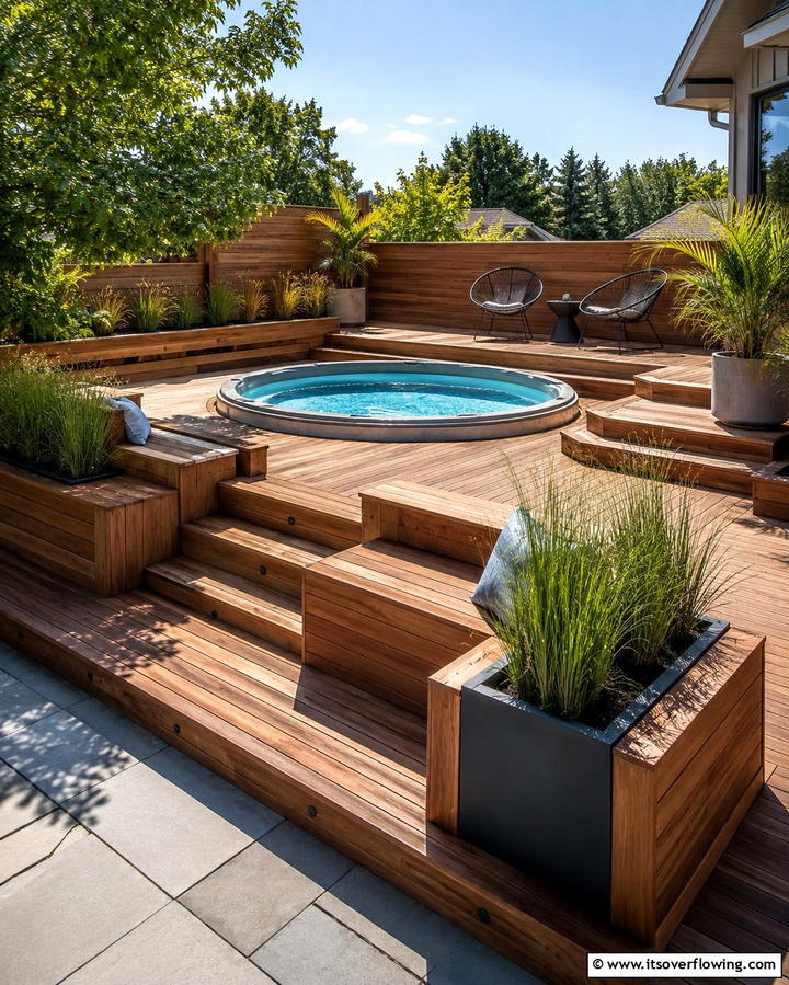 Elevated Deck Surround - 25 Spool Pool Ideas for Compact Backyard Spaces