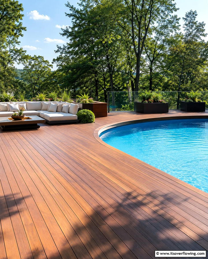 Elevated Deck Surround - 25 Semi Inground Pool Ideas for a Stunning Backyard