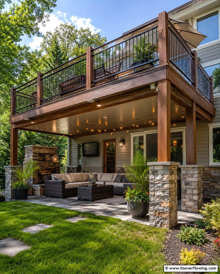 Elevated Deck with Under Deck Patio - 25 Deck and Patio Combination Ideas for a Versatile Outdoor Space