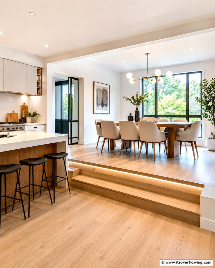 Elevated Dining Area - 30 Modern Split Level Kitchen Design Concepts