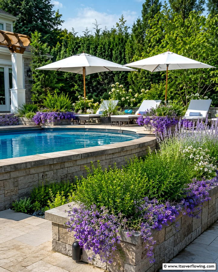 Elevated Garden Integration - 25 Semi Inground Pool Ideas for a Stunning Backyard
