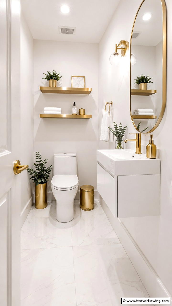 Elevated Gold Design for Compact Spaces - 30 Gold Bathroom Ideas for Luxurious, Modern Spaces