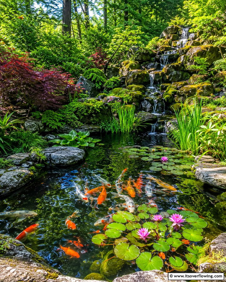 Elevated Koi Pond with Glass Panels - 25 Koi Pond Ideas to Enhance Your Outdoor Space