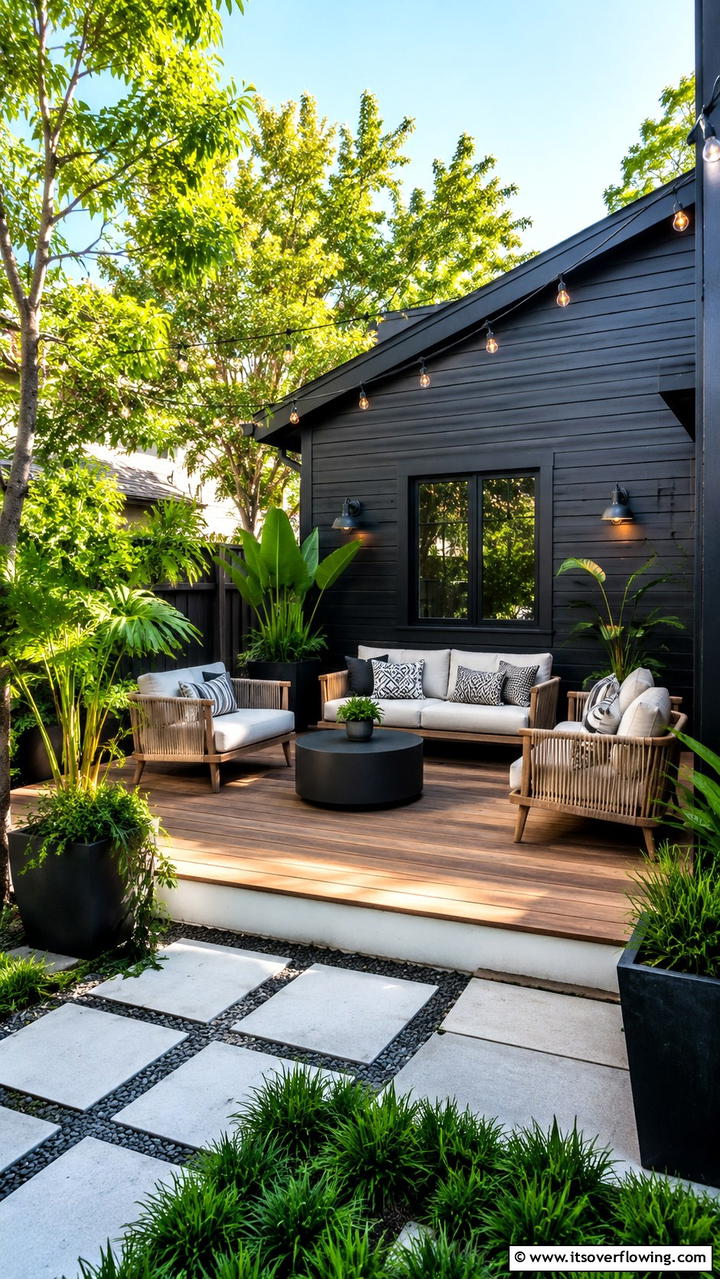 Elevated Outdoor Space - 30 Black Shiplap Wall Ideas for Timeless Interior Accents