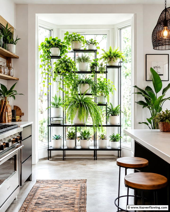 Elevated Plant Display - 25 Kitchen Bay Window Ideas for a Bright Cooking Space