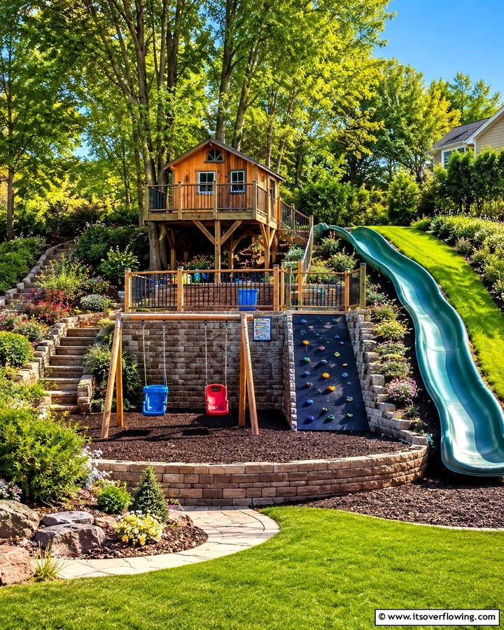 Elevated Play Area - 25 Down Sloped Backyard Ideas for a Unique Outdoor Space