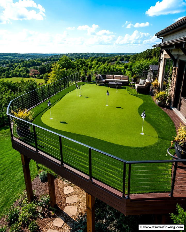 Elevated Putting Green on a Deck - 25 Backyard Putting Green Ideas for Golf Enthusiasts