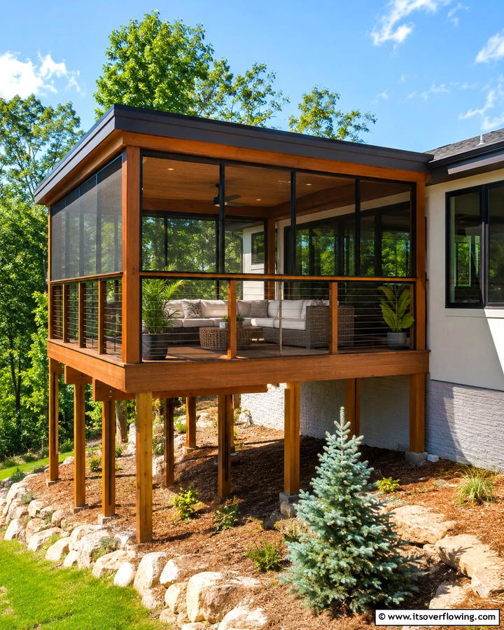 Elevated Screened Porch Deck - 30 Screened-in Deck Ideas for Bug-Free Outdoor Living