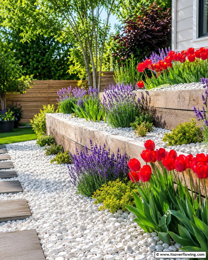 Elevated White Rock Flower Beds - 25 White Rock Landscaping Ideas for a Clean Look