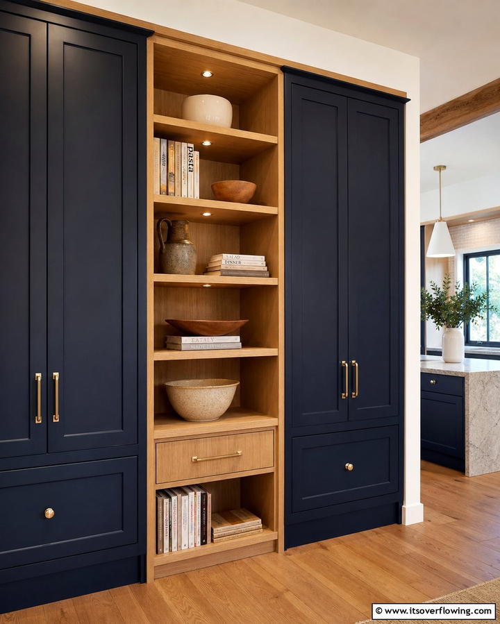 Elevating Style with Open Shelving Inserts - 25 Modern Floor to Ceiling Kitchen Cabinets Ideas