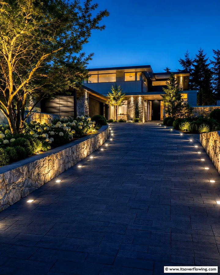 Embedded Paver Lights - 25 Driveway Lighting Ideas to Illuminate Your Home