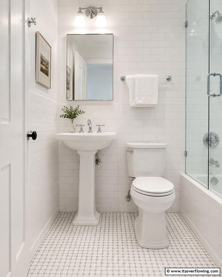 Embrace White Subway Tiles - 30 Small White Bathroom Ideas to Brighten Compact Spaces