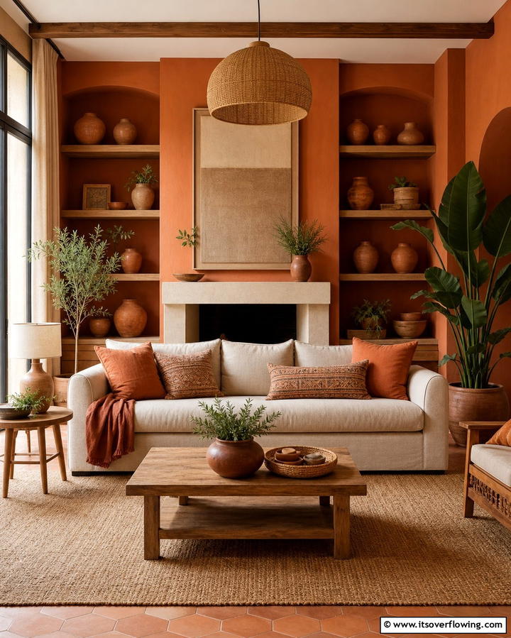 Embrace a Clay or Terracotta Palette - 25 Earthy Living Room Decor Ideas for a Cozy Ambiance