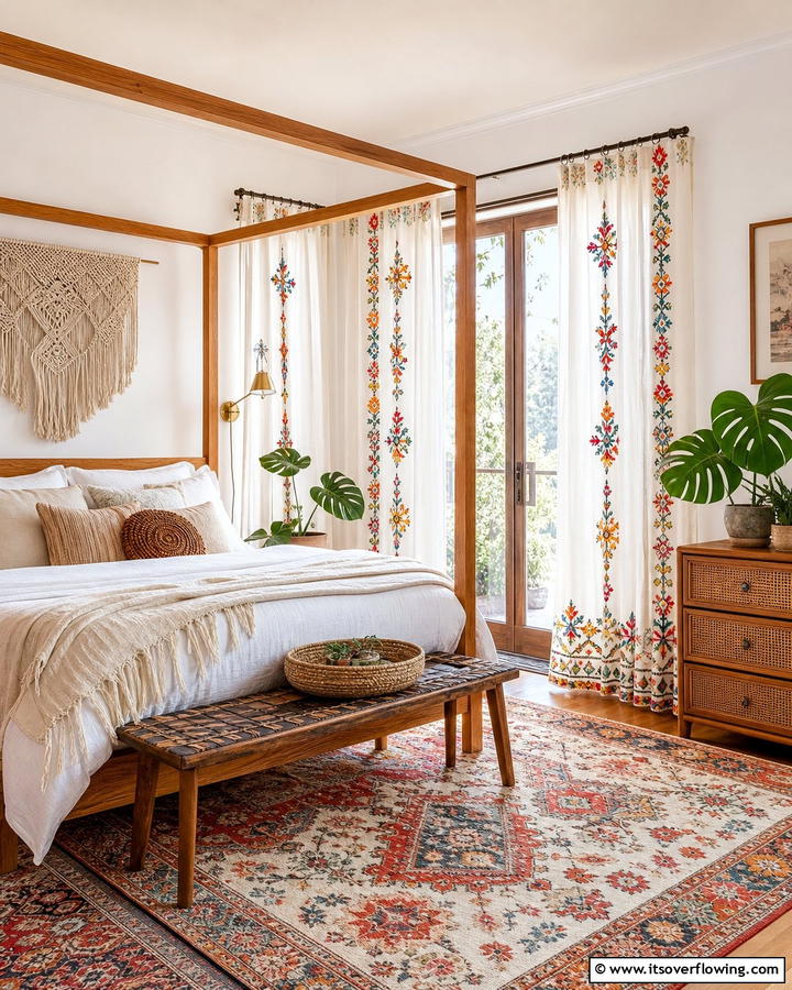 Embroidered Boho Curtains - 20 Boho Curtain Ideas to Enhance Your Home’s Style