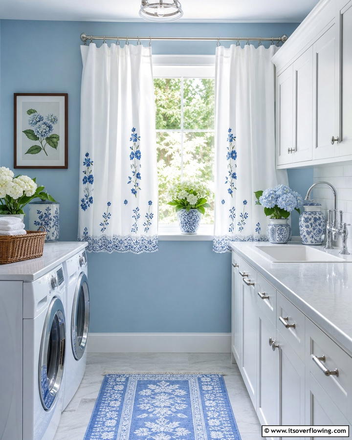 Embroidered Curtains for a Personal Touch - 20 Laundry Room Curtain Ideas for a Stylish and Private Space