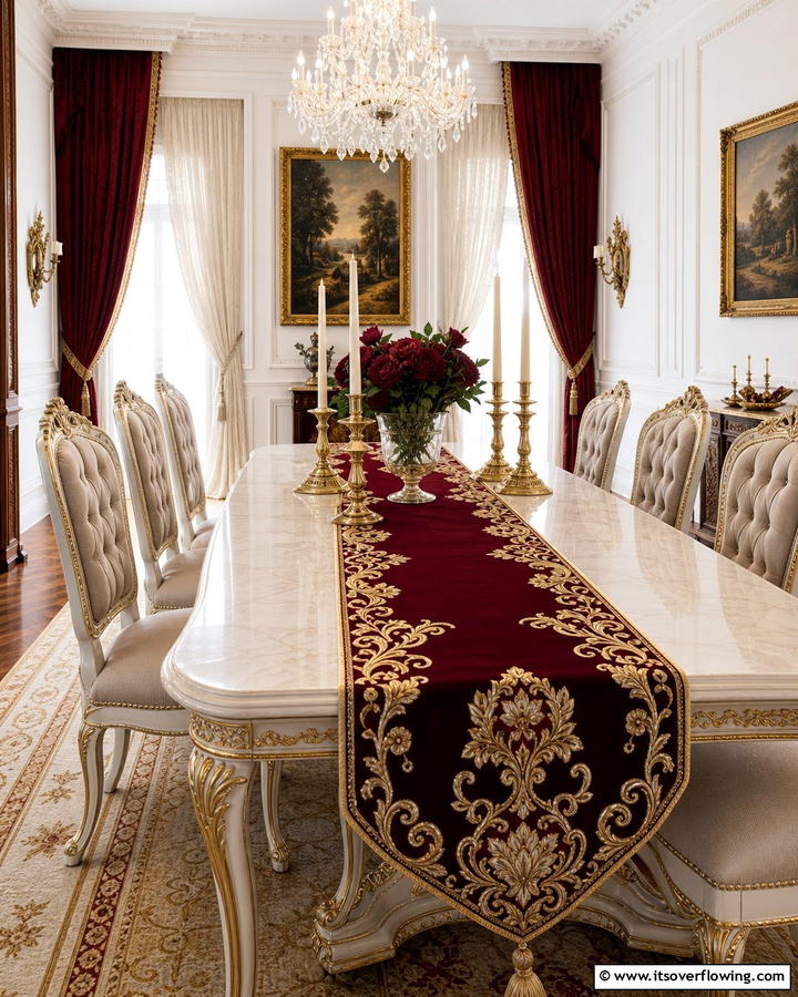 Embroidered Luxury Table Runner - 21 Unique Table Runner Ideas to Enhance Your Dining Experience