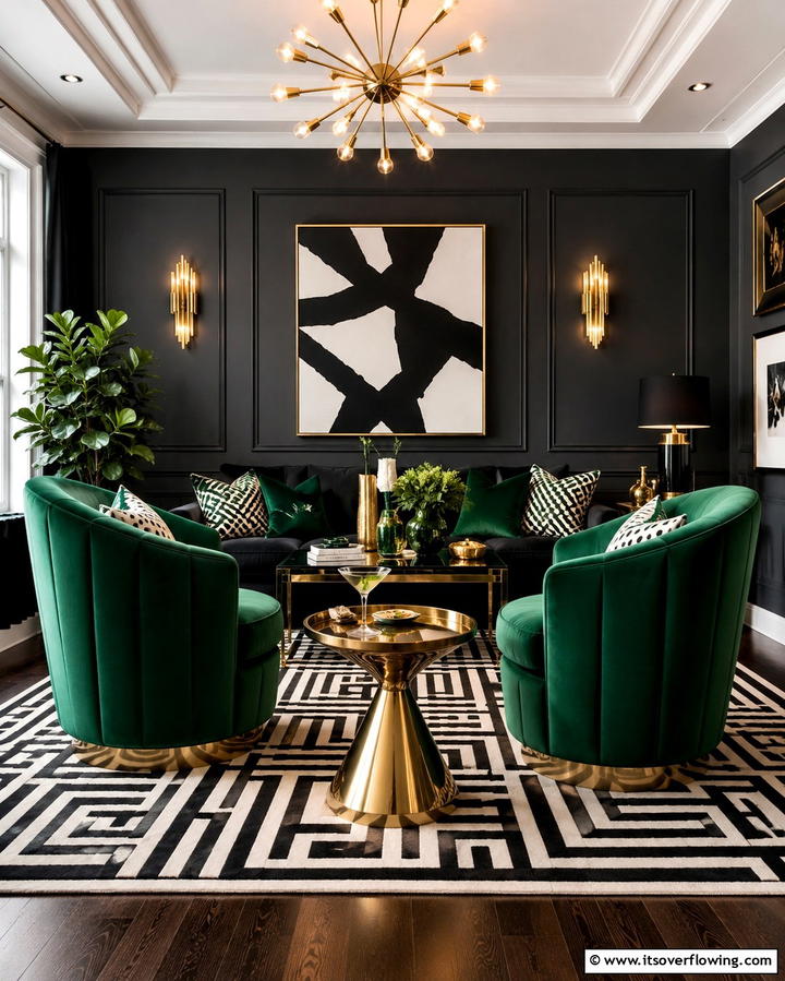 Emerald Green Accent Chairs for Boldness - 25 Green Living Room Ideas for a Fresh and Calming Space