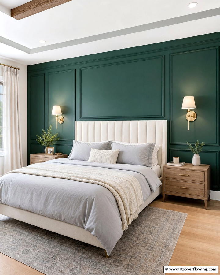 Emerald Green Accent WallOne - 25 Emerald Green Bedroom Ideas for a Luxurious Feel