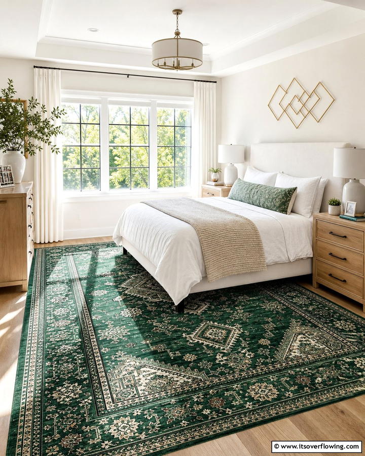 Emerald Green Area RugExact - 25 Emerald Green Bedroom Ideas for a Luxurious Feel