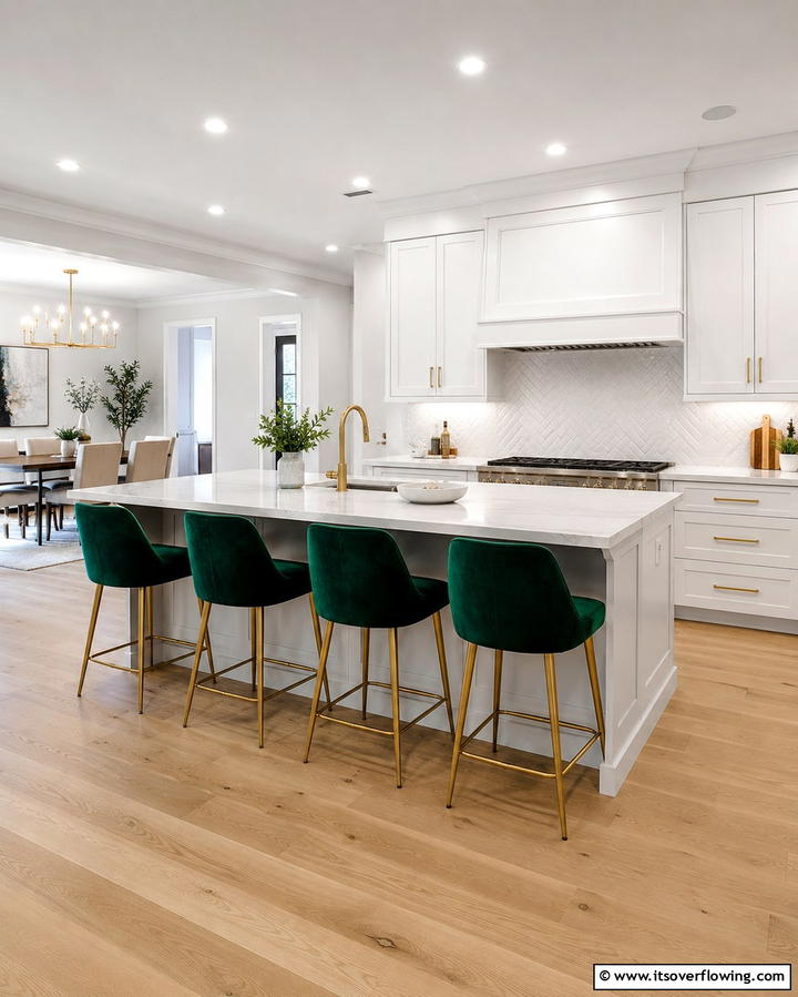 Emerald Green Bar Stools - 25 Emerald Green Kitchen Ideas for Bold Style