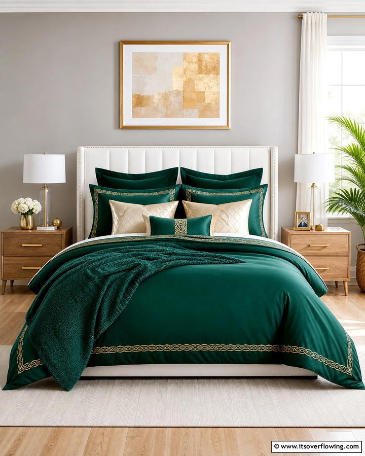 Emerald Green Bedding Set - 25 Emerald Green Bedroom Ideas for a Luxurious Feel