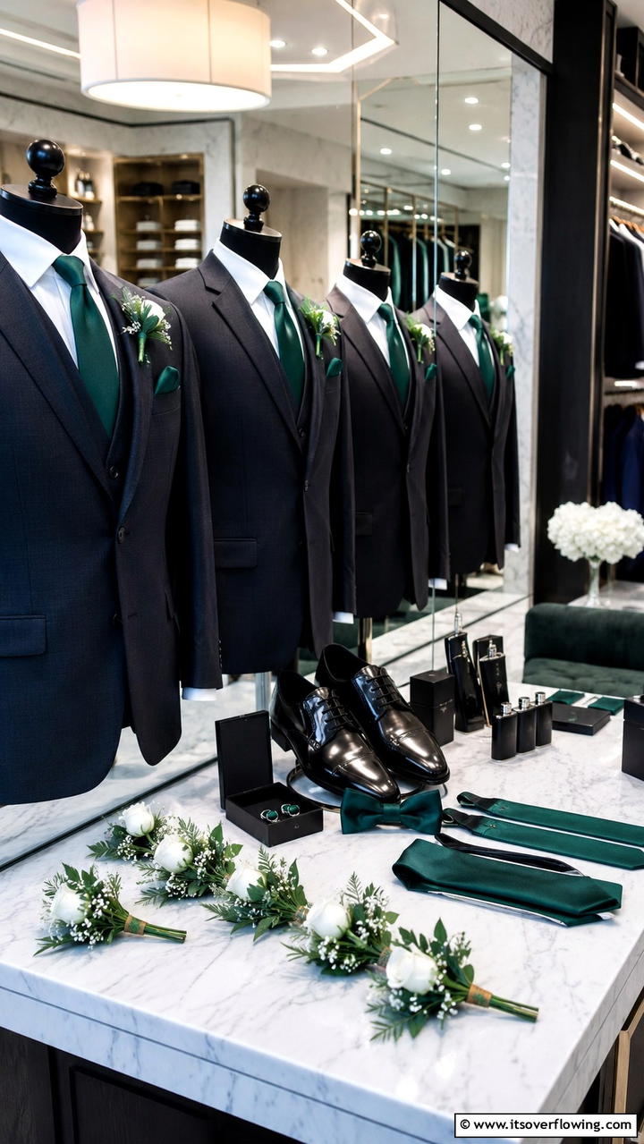 Emerald Green Boutonnieres - 30 Emerald Green Wedding Ideas for Luxurious Celebrations