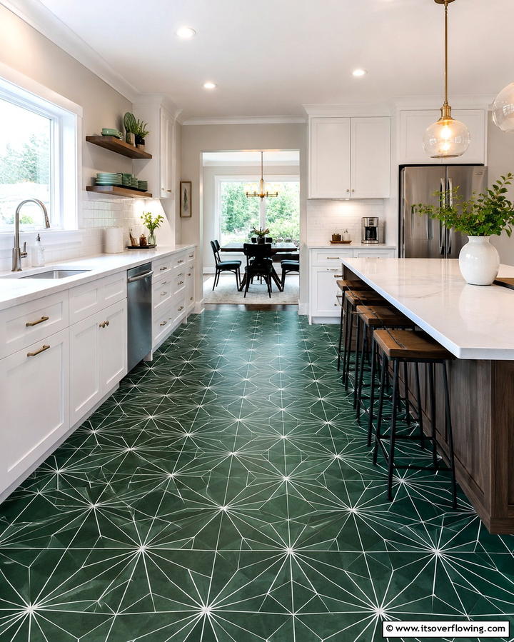 Emerald Green Floor Tiles - 25 Emerald Green Kitchen Ideas for Bold Style