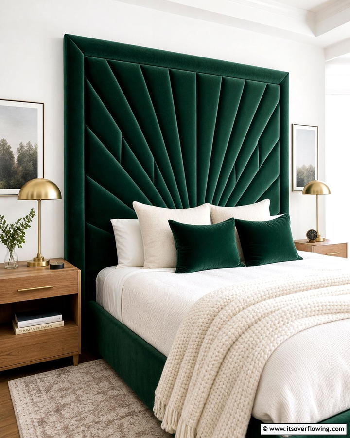 Emerald Green Headboard - 25 Emerald Green Bedroom Ideas for a Luxurious Feel