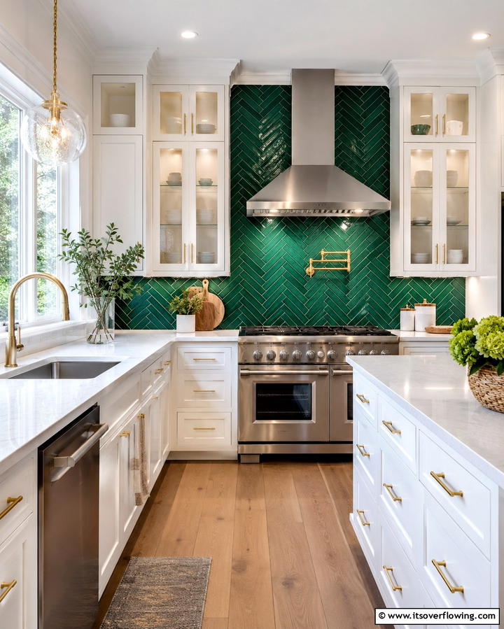 Emerald Green Kitchen Island - 25 Emerald Green Kitchen Ideas for Bold Style