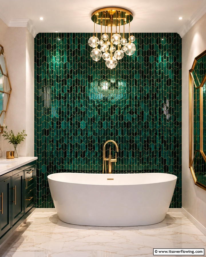 Emerald Green Mosaic Tiles - 30 Green Tile Bathroom Inspiration Ideas for Bold Spaces