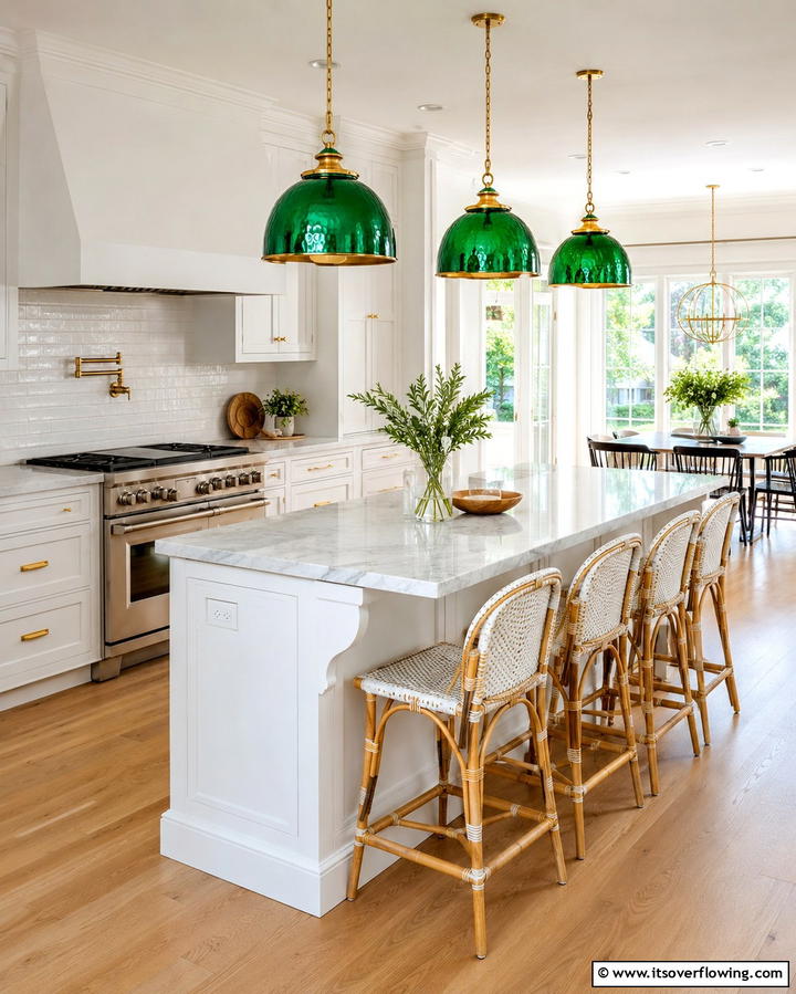 Emerald Green Pendant Lights - 25 Emerald Green Kitchen Ideas for Bold Style