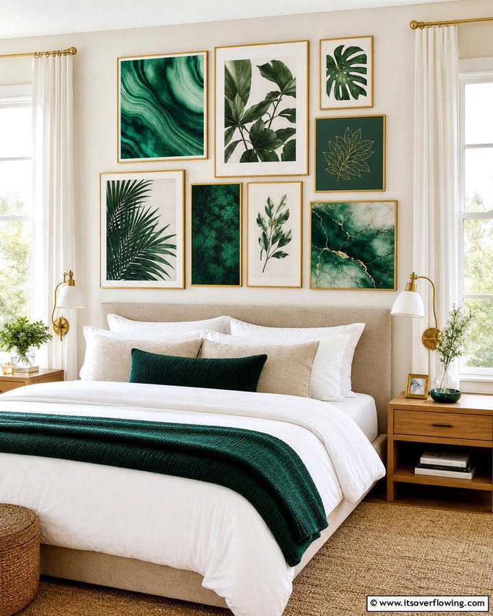 Emerald Green Wall Art - 25 Emerald Green Bedroom Ideas for a Luxurious Feel