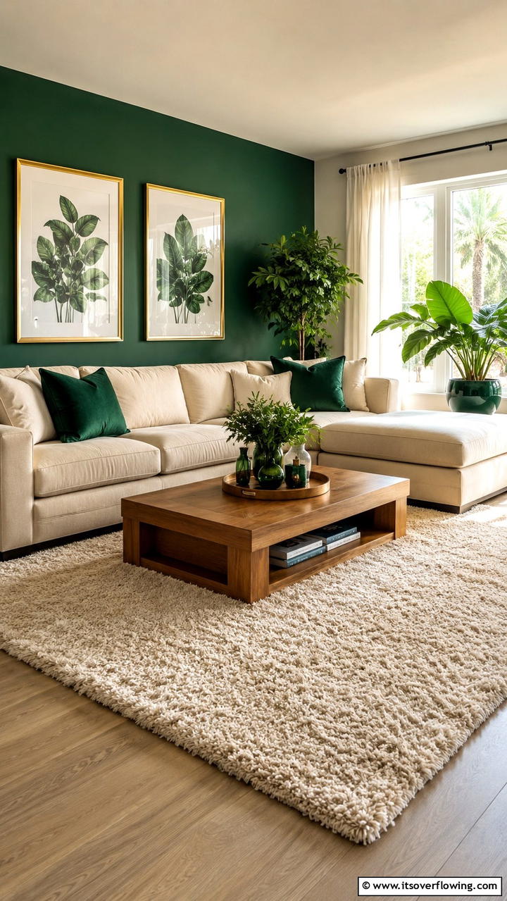 Emerald Green and Ivory - 21 Two Colour Combinations for a Vibrant Living Room