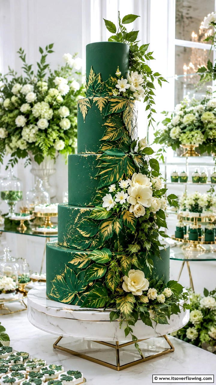 Emerald Themed Wedding Cake - 30 Emerald Green Wedding Ideas for Luxurious Celebrations