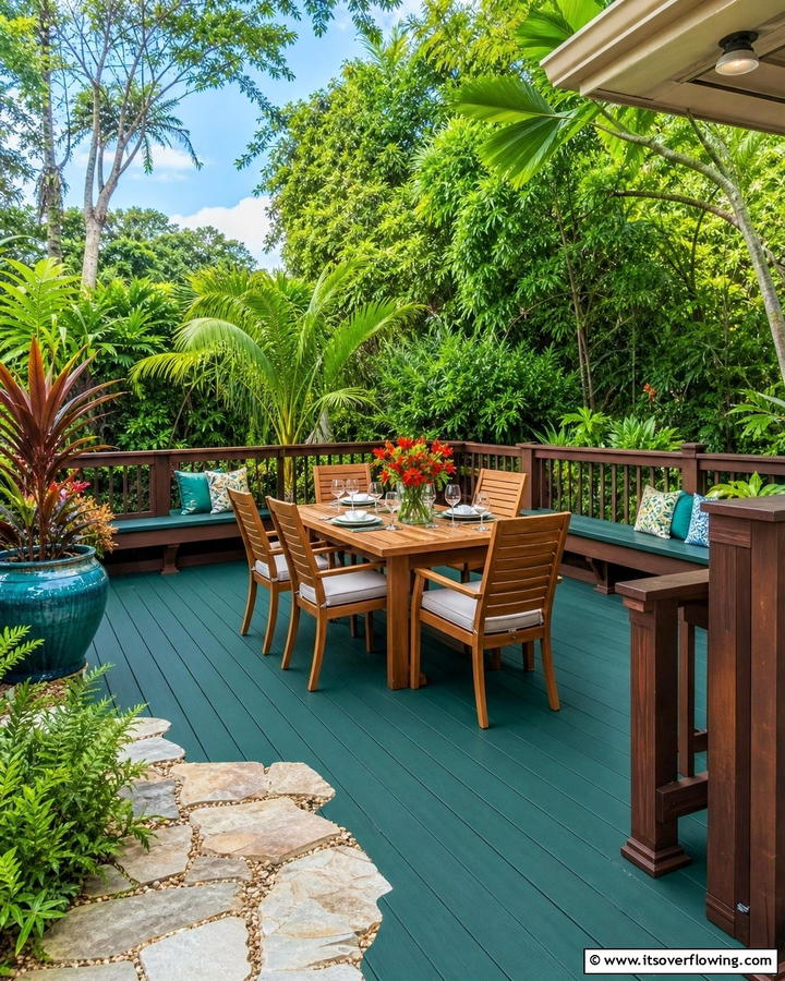 Emerald and Walnut Balance - 30 Two-Tone Deck Color Schemes for Dynamic Outdoor Spaces