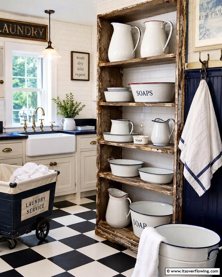 Enamelware Accessories - 20 Vintage Laundry Room Decor Ideas for a Retro Look