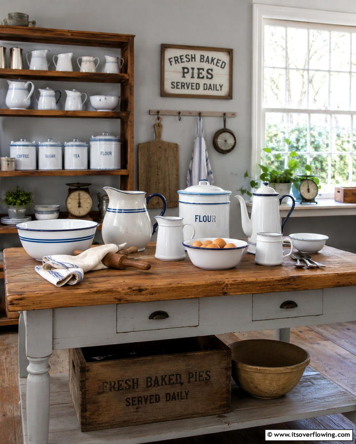 Enamelware Accessories - 25 Vintage Kitchen Ideas for a Classic Culinary Space