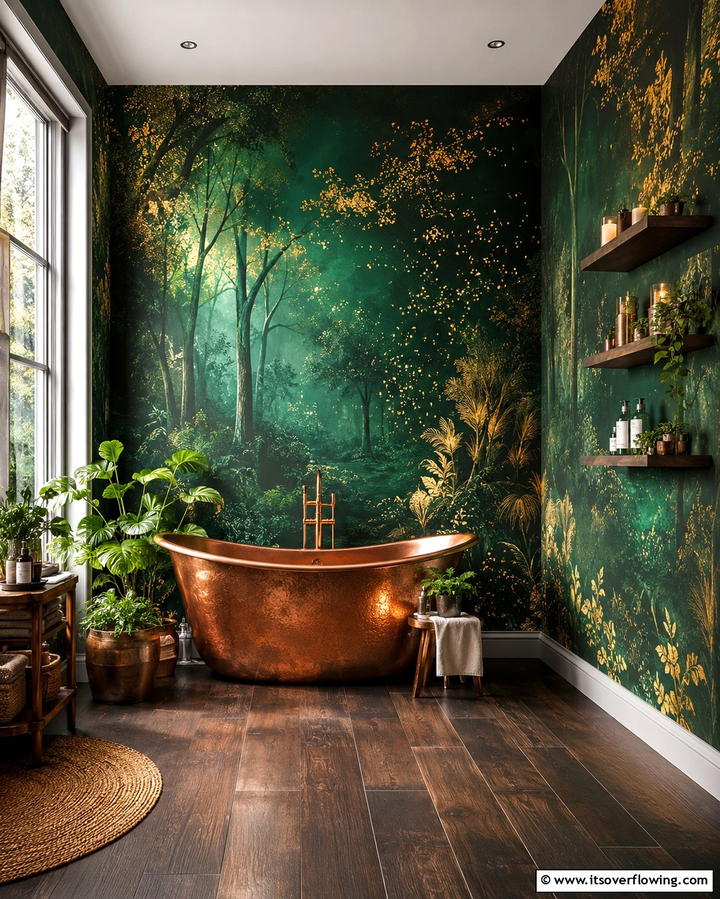 Enchanted Forest Dreamscape - 30 Bathroom Mural Ideas for Bold and Artistic Wall Designs