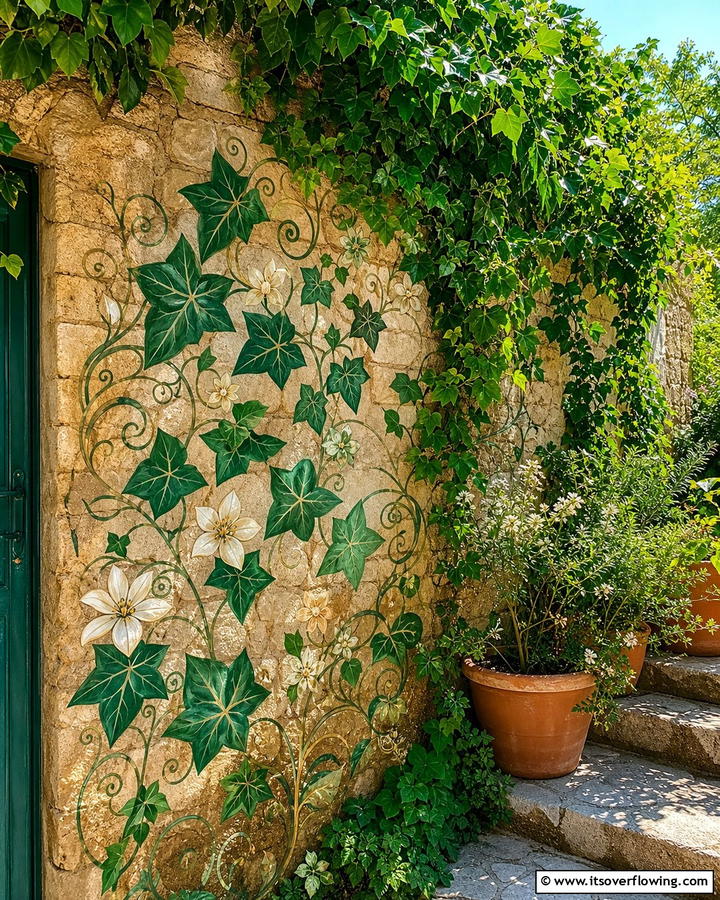 Enchanted Ivy Mural - 21 Garden Mural Ideas to Transform Outdoor Walls Artistically