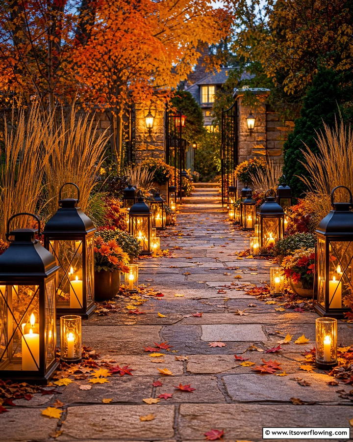 Enchanting Candlelit Pathways - 21 Fall Outdoor Decorating Ideas for a Cozy Vibe