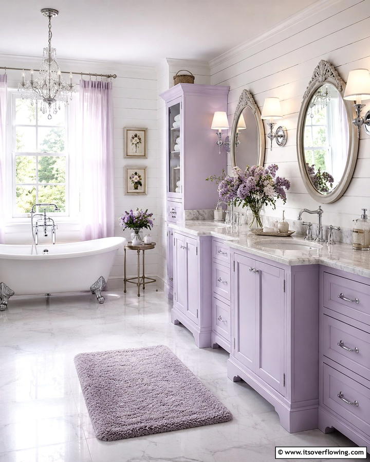 Enchanting Lavender Cabinets - 25 Bathroom Cabinet Color Ideas for a Fresh Look
