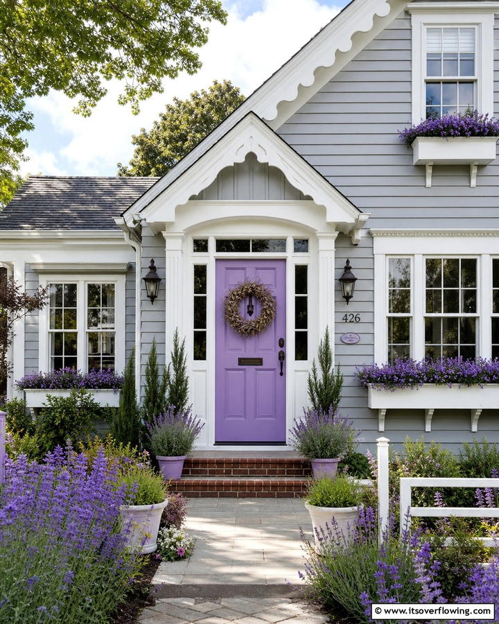 Enchanting Lavender Hues - 20 Dark Purple Front Door Ideas for a Bold Entrance