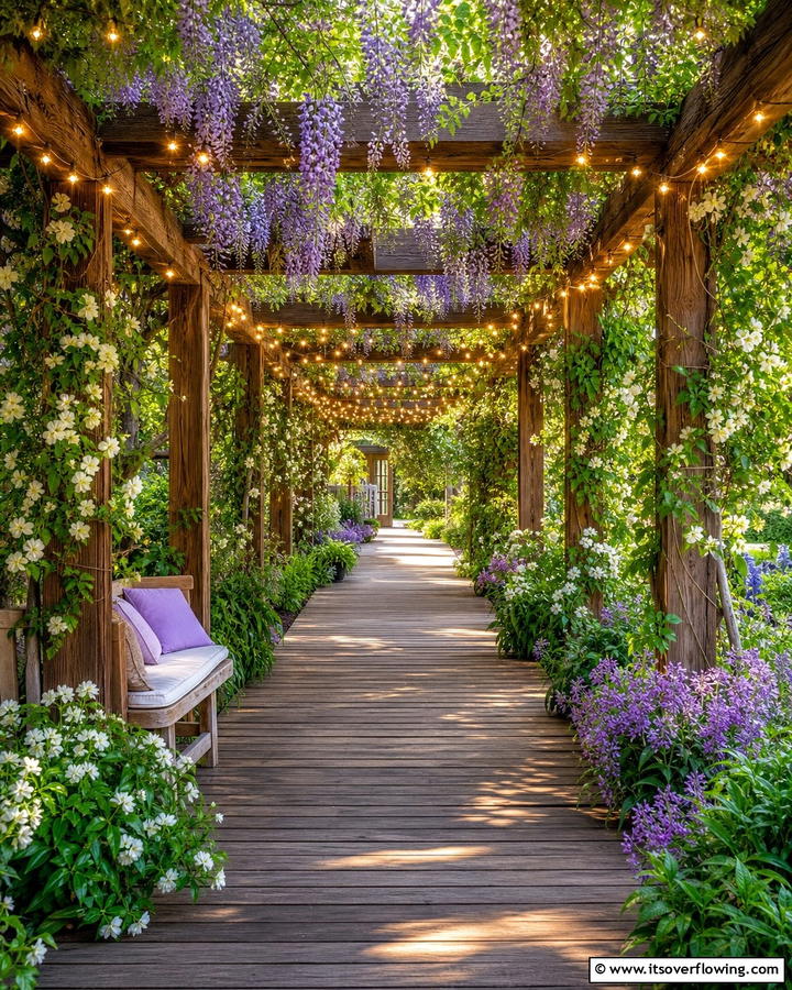 Enchanting Pergola Walkway - 30 Wooden Walkway Ideas for Gardens and Outdoor Paths