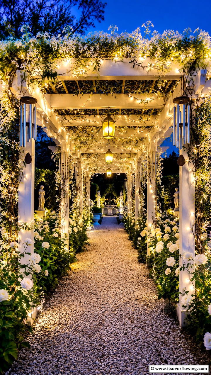 Enchanting Twilight Garden Walkway - 30 Covered Walkway Ideas for All-Weather Charm