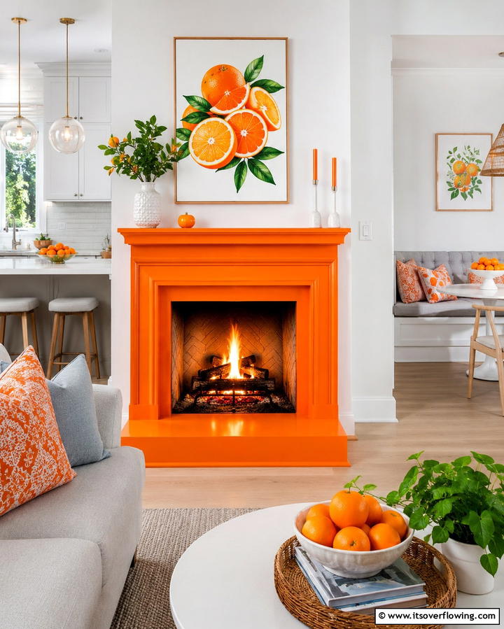 Energetic Citrus Burst - 30 Fireplace Paint Color Ideas for a Fresh Update