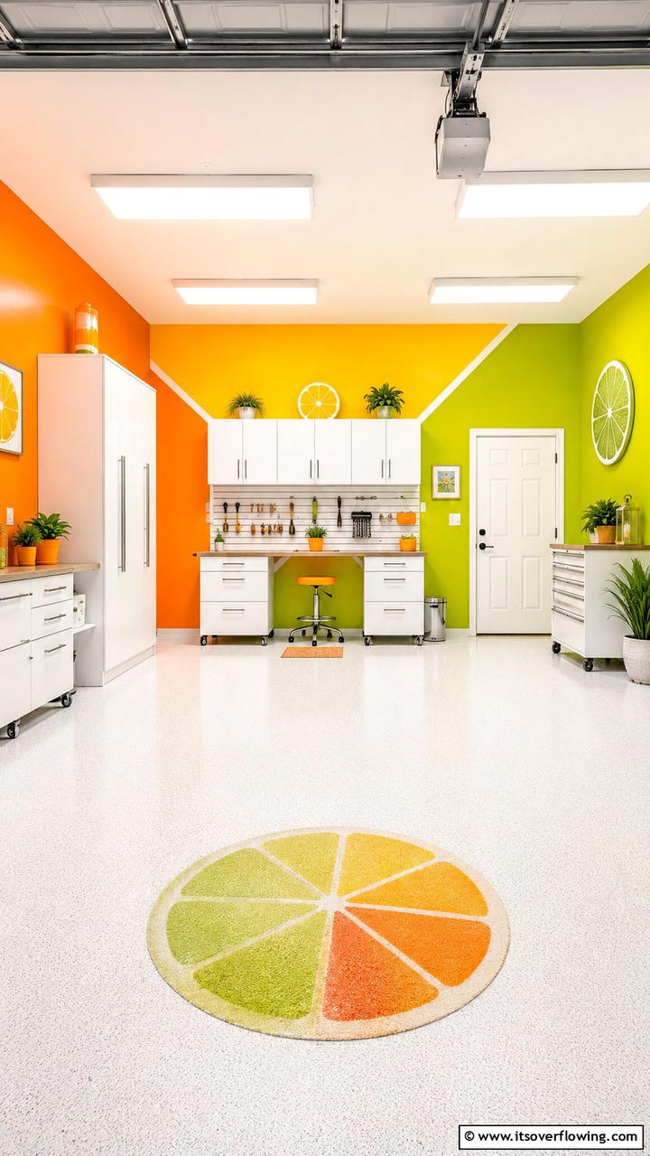 Energetic Citrus Burst - 30 Creative Garage Wall Paint Ideas for a Fresh Look