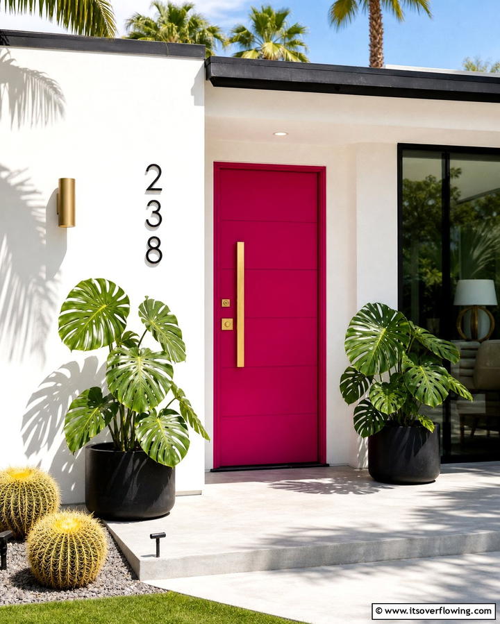Energetic Fuchsia - 30 Retro Mid-Century Front Door Colors to Boost Curb Appeal