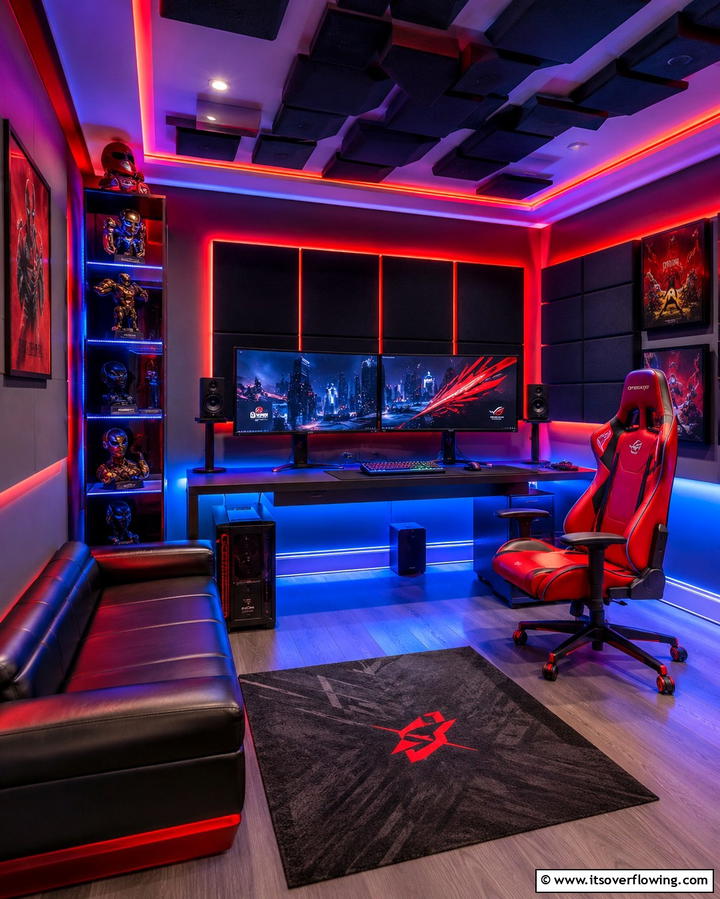 Energetic Game Room Lighting - 30 Aesthetic Room Ideas With LED Lights for Vibes